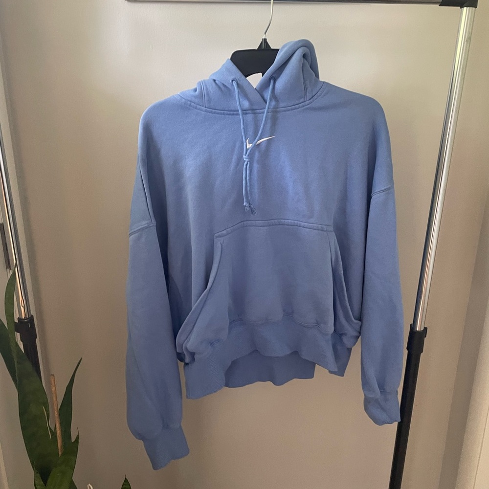Nike Light Blue Cropped Pullover Hoodie